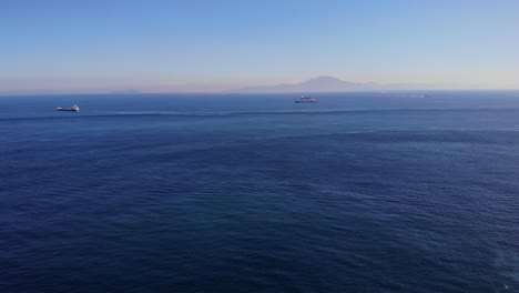 aerial view of the strait of gibraltar with ships in background