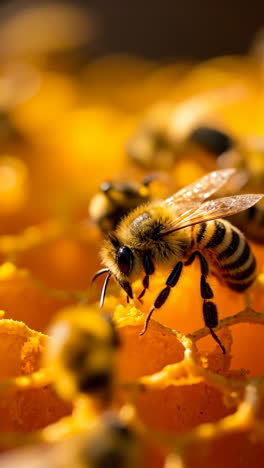 bee on a honeycomb