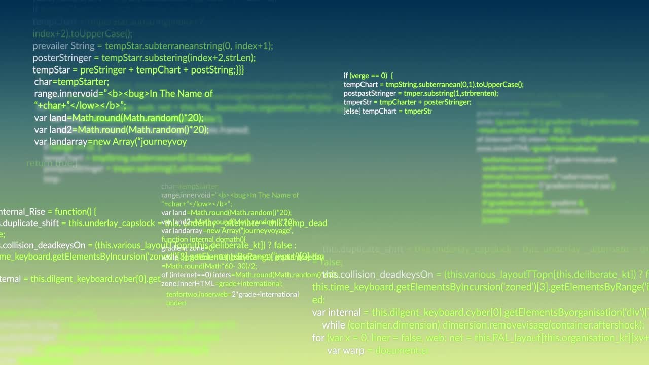 Animation of data processing over green background