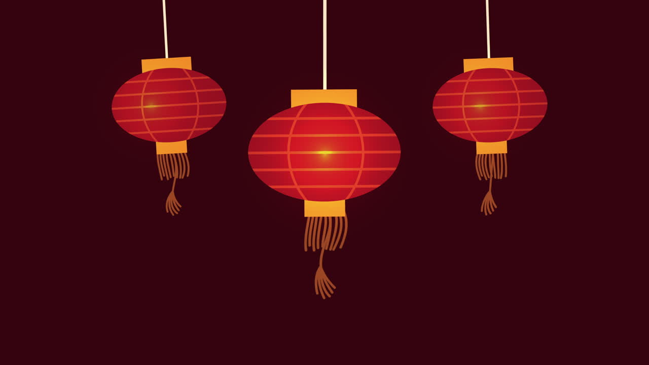 la cultura asiática las lámparas colgantes animación