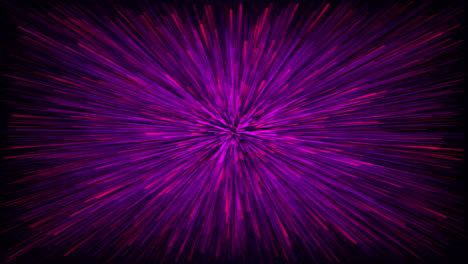 cosmic dark background with fast moving violet and red neon particles. flash with colored glowing rays. looped animation.