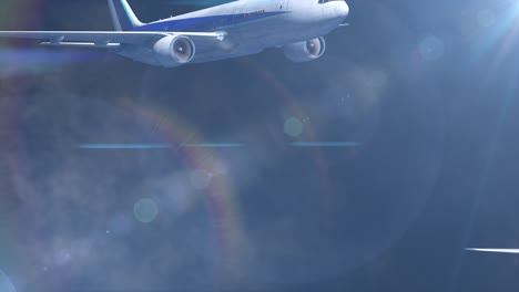 airplane travel flying in the cloud sky animation
