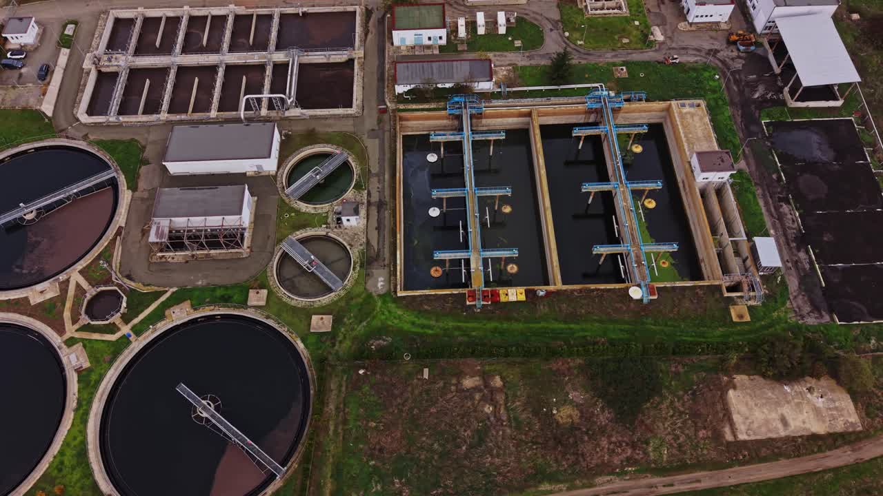 Advanced wastewater treatment facility showcasing multiple processing units