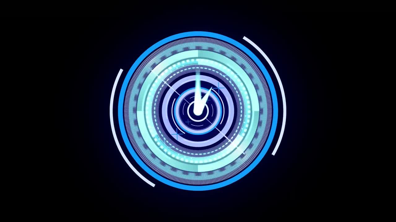 animación de escaneo de alcance con reloj sobre fondo negro