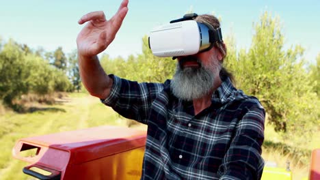 Man-using-virtual-reality-headset-in-tractor-4k