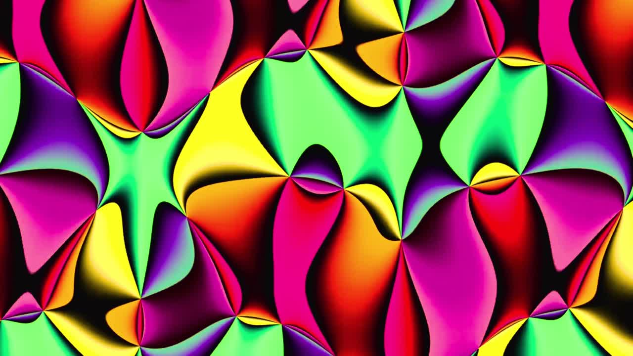 Motivo psichedelico astratto dinamico con colori vivaci.