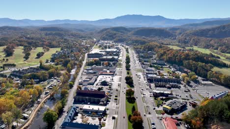 high aerial above pigeon forge tennessee