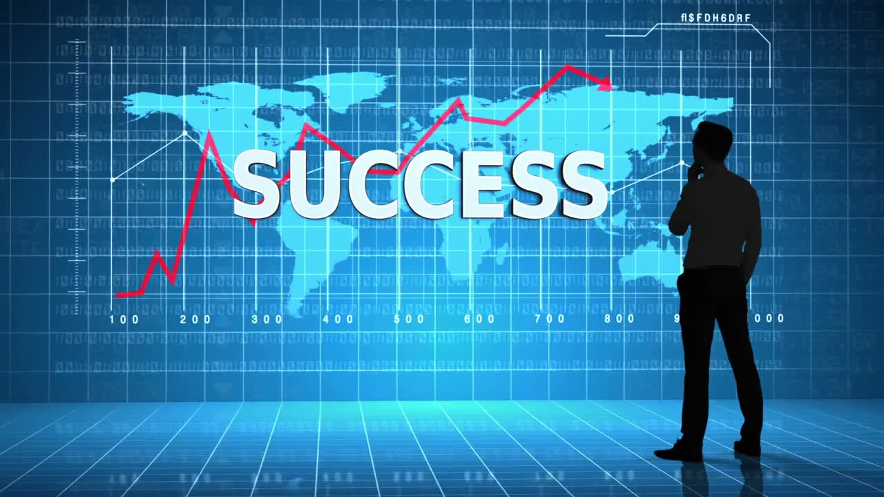 Businessman in front of global business interface