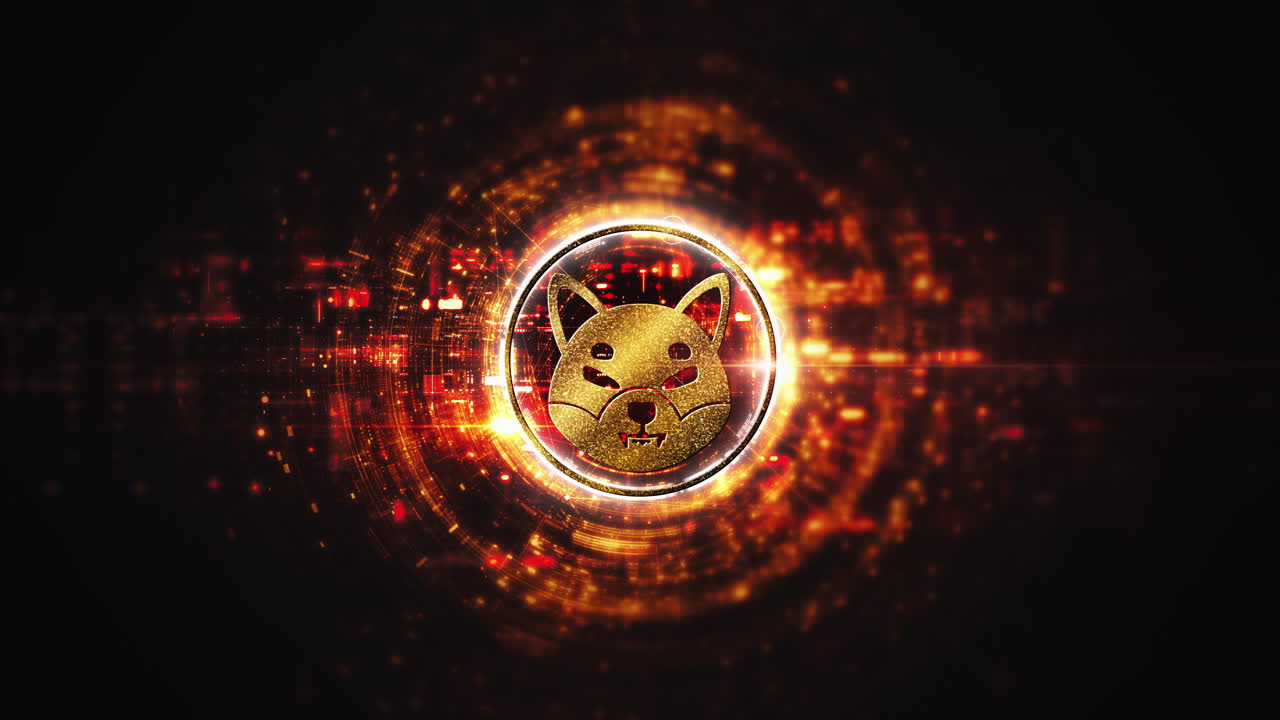 Futuristic digital background highlighting advanced cryptocurrency and encryption technology, featuring blockchain networks and secure cryptographic systems : Shiba, Shiba coin