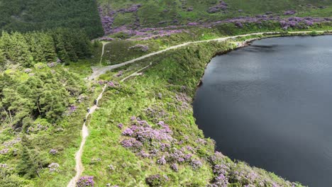 ireland epic locations people walking on trails around bay lough knockmealdown mountains on a summer day