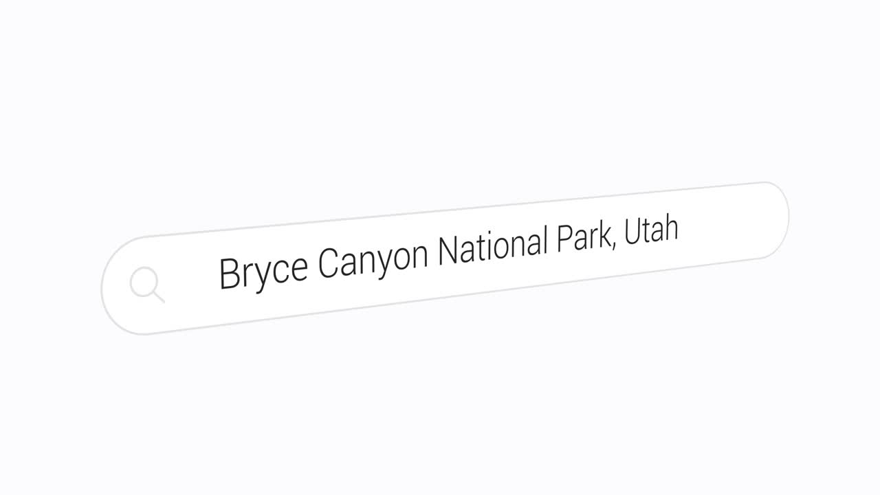 Typing Bryce Canyon National Park Utah on the Search Engine