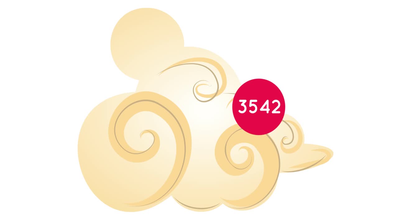 ⁇ 색 배경 위에 숫자와 구름 아이콘의 애니메이션